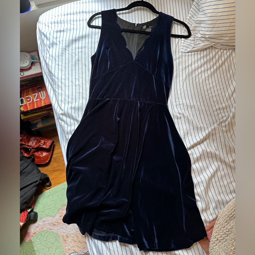 Blue velvet cocktail dress